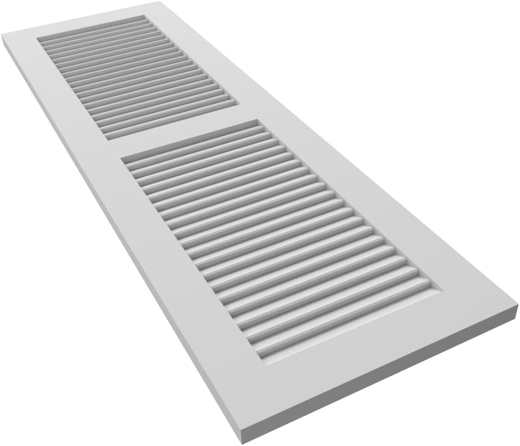 18"W x 60"H True Fit PVC Two Equal Louver Shutters, Unfinished (Per Pair - Hardware Not Included)
