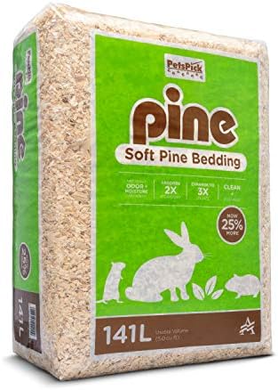 PETSPICK Pine Wood Bedding for Small Pets, Cages and Animal Habitats, 141 L | Pine bedding is sized for small pets and animal habitats; 141 L package supports cage and enclosure maintenance.