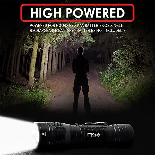 PeakPlus LED Tactical Flashlight PTAC1000 [2 Pack] - Single Mode, High Lumen, Zoomable, Water Resistant, Flash Light - Camping, Outdoor, Emergency