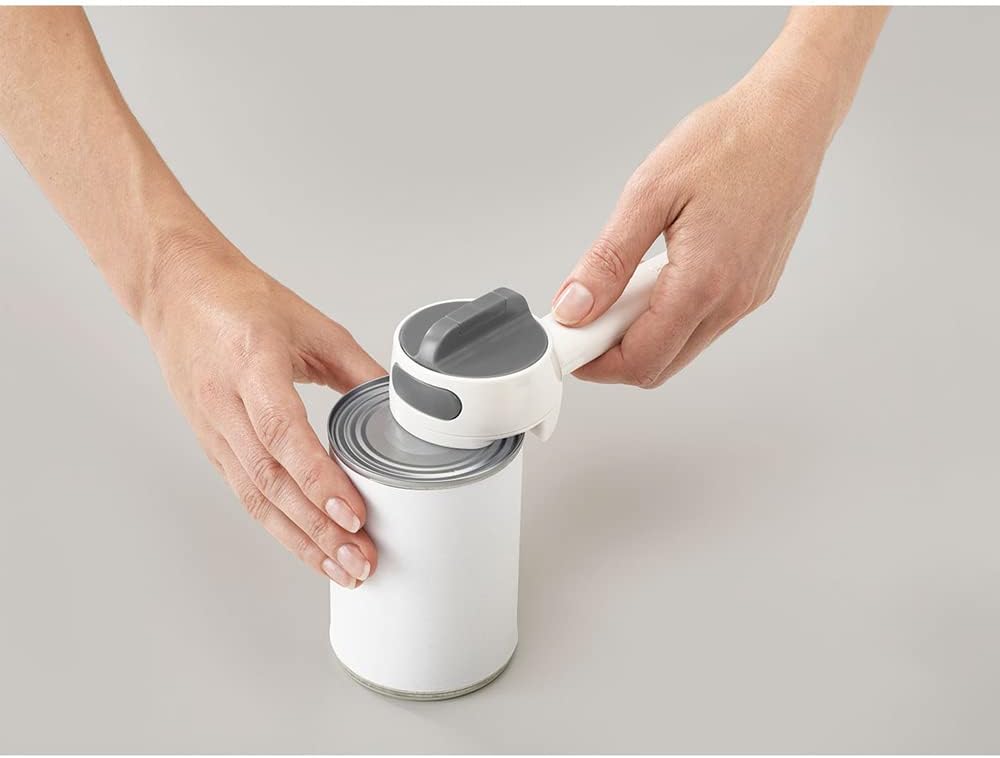 Joseph Joseph Can-Do Plus Compact Can Opener Manual Easy Twist Pull Tab Stainless Steel Portable Space-Saving, White