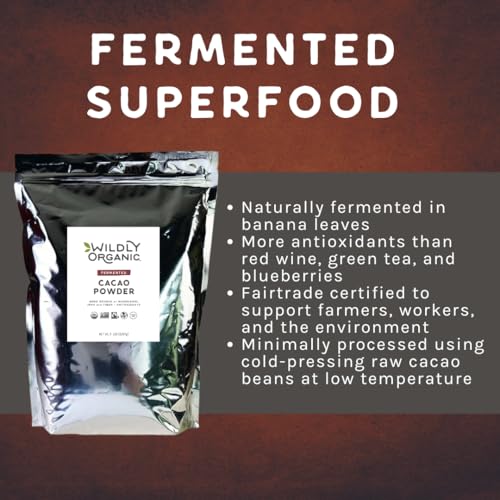 Wildly Organic Fermented Cacao Powder 8 Oz Bag | Perfect for Skin, Smoothies, Yogurt, Oatmeal, Chocolate, Fudge, Baking, & Hot Cocoa