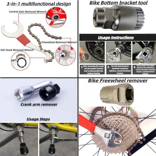 YBEKI Professional Bike Repair Tool Kit with Hard Case - Complete Maintenance Set for Mountain & Road Bikes, Includes Ratchet, Chain Tool