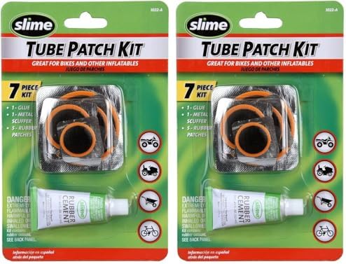 Slime 1022-A Tube Rubber Patch Kit, for Bikes and Other Inflatables, Contains, 5 Patches, Scuffer and Glue