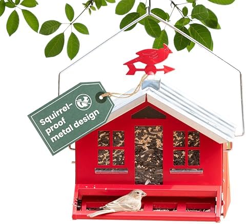 Perky-Pet Squirrel-Be-Gone II Country Style Bird Feeder, 8 lb Seed Capacity | Weight-Activated, Squirrel Proof, Metal Construction, Rust Resistant