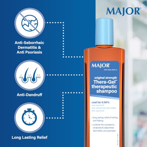 Major Thera-Gel Therapeutic Shampoo - Original Strength - Coal Tar 0.50% - Helps Control The Symptoms of Seborrheic Dermatitis, Psoriasis