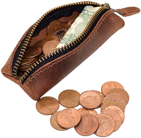 Hide & Drink, Long Coin Case, Cash Holder, Rustic Case for Pennies, Vintage Zippered Pouch, Travel Accessory, Full Grain Leather, Handmade