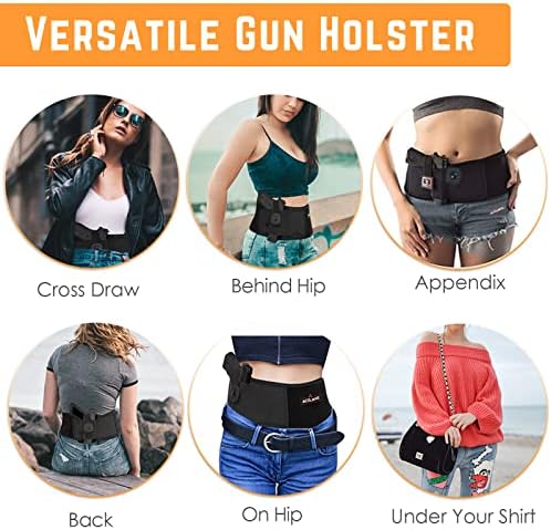 Acelane Belly Band Holster for Concealed Carry Gun Holster Tactical Elastic Waist Pistols Adjustable Belly Wrap Mag Pouch Fits Firearm Handgun Revolvers for Men & Women