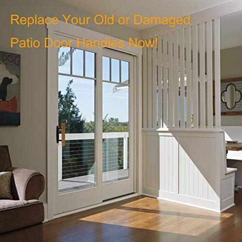 Mortise Style Reversible Sliding Patio Door Handle Set with Oak Wood Interior Handle and Exterior Pull in White Diecast Finish Fits 3-15/16” Screw