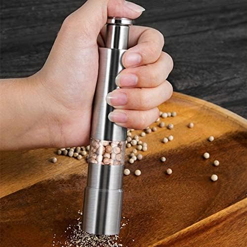 [2 Pieces] Premium Stainless Steel Salt Grinder and Pepper Mill Set for Pepper Sea Salt Himalayan Salt and Spices with Thumb Button for One Hand