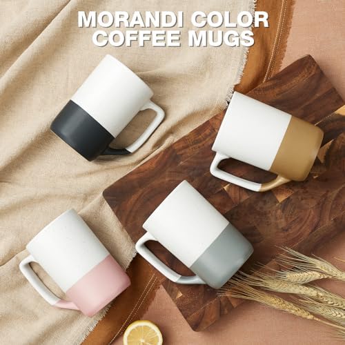 Large Ceramic Coffee Mug Set of 4, 16 oz Tea Cups with Handle, Porcelain Mug for Latte, Hot Tea, Cappuccino, Milk, Cocoa
