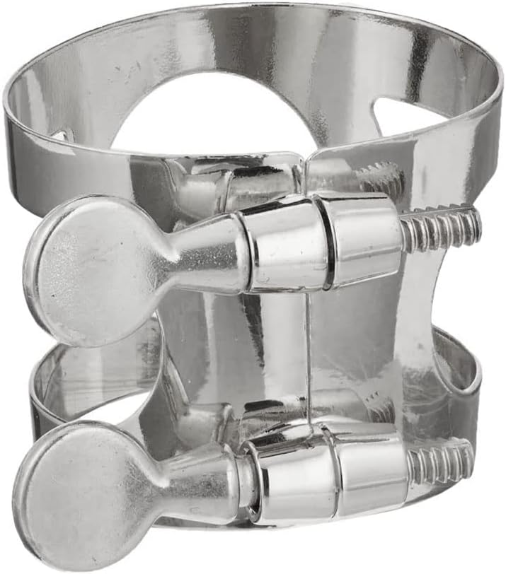 Jiayouy Alto Sax Mouthpiece Ligature Double Screws Ligature Silver Plated