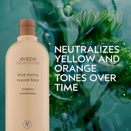 Aveda Blue Malva Shampoo | Purple Shampoo for Gray and Blonde Hair | Neutralizes Brassiness and Yellow Tones |With Blue Malva and Coneflower | 95%