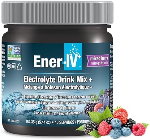 Ener-IV Electrolyte Drink Mix, Natural Flavors - Mixed Berry, 45 Servings