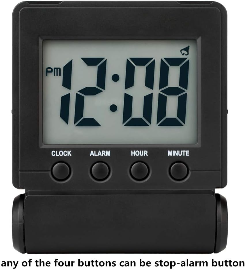 Compact Digital Travel Alarm Clock with High/Low Volume Options, Simple to Set, Easy to Read, Bold Digits, Snooze Backlight, Quality Construction