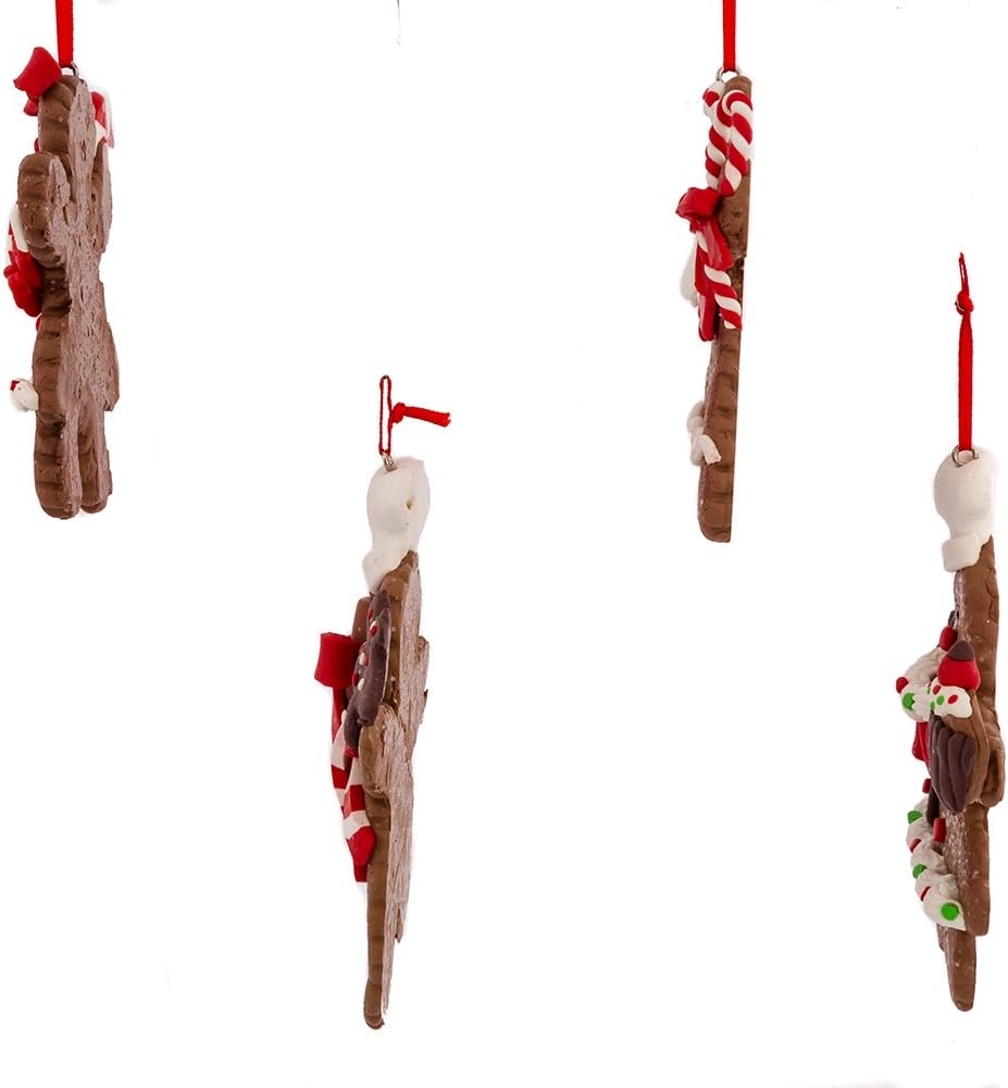 Kurt Adler 4-Inch Claydough Gingerbread Ornament, Set of 4
