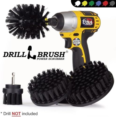 Drillbrush Electric Nylon Drill Brush Attachment Set for Bathroom Cleaning | Power Scrubber Brush Kit for Bathtub, Shower & Tile - Grout Cleaner Kit - All-Purpose Household Cleaning Brushes for Drill