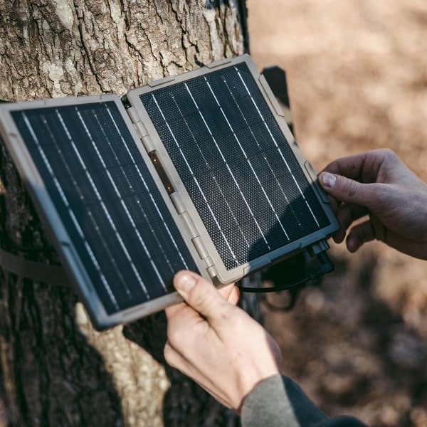 Tactacam Reveal Folding Solar Panel, 7.2W, Built-in Battery | 12V/2A output, stores energy for overnight and cloudy-day use, folds flat for transport