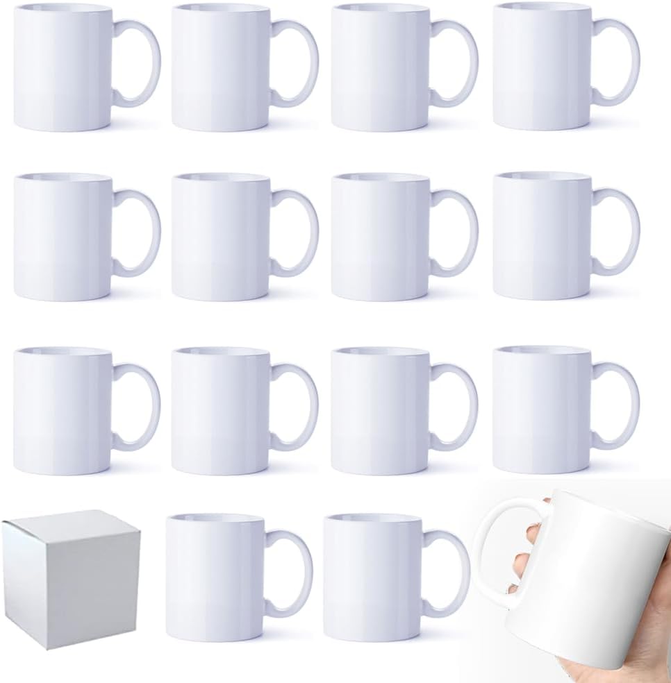 36 Pack Sublimation Mugs 11oz White Blank Ceramic Coffee Mugs with Individual White Boxes, AAA Grade with Premium Coating for Heat Press DIY