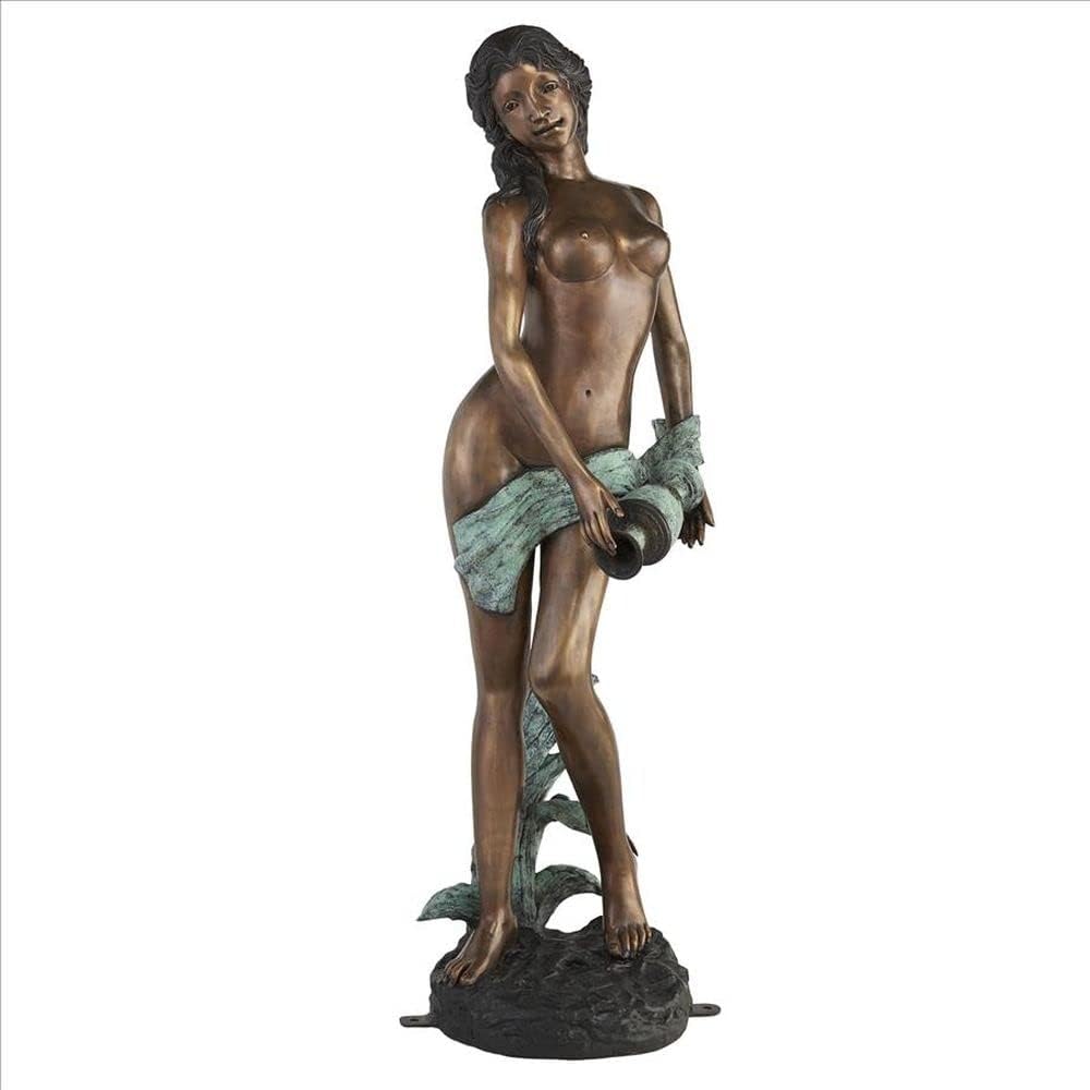 Design Toscano Dione the Divine Greek Water Woman Indoor/Outdoor Garden Statue, Medium, 22 inches tall, Cast Stone Resin, Antique Stone Finish