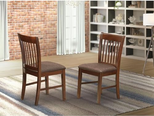 East West Furniture NFC-MAH-W Norfolk Dining Room Chairs - Slat Back Solid Wood Seat Chairs, Set of 2, Mahogany
