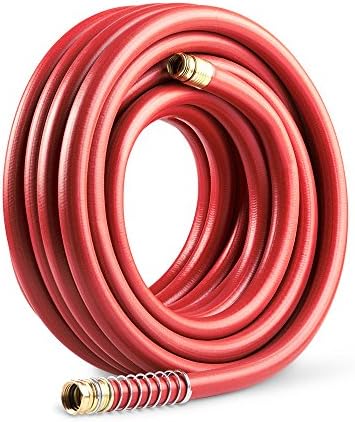 Gilmour 840251-1001 Pro Commercial Hose 3/4 inch x 25 feet, Red | 400 PSI burst strength, leak-proof brass O-ring fittings