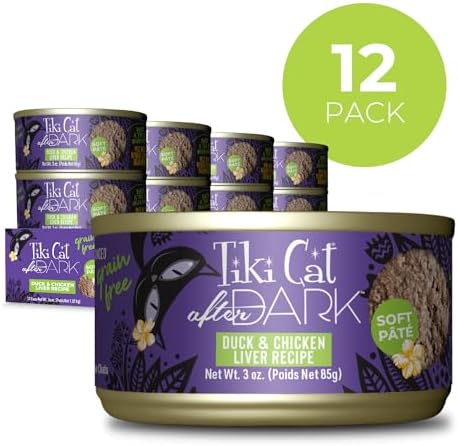 Tiki Cat After Dark Pate Wet Cat Food, Duck & Chicken Liver, 3 oz. Cans