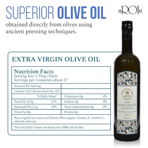 ROI Premium Ligurian Italian Extra Virgin Olive Oil First Cold Pressed - Gourmet Mosto Olive Oil Imported from Italy, High in Polyphenols, 17 fl oz (500 ml)