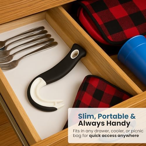 Jokari Ring Pull Can Opener for Soda and Food Cans Arthritis Aid with Non Slip Grip for Seniors Kids and Nail Protection Manual Pull Tab Tool for Easy Open Cans Black Dishwasher Safe | Non Slip Grip, Seniors Kids, Nail Protection Manual Pull Tab Tool, Ea…