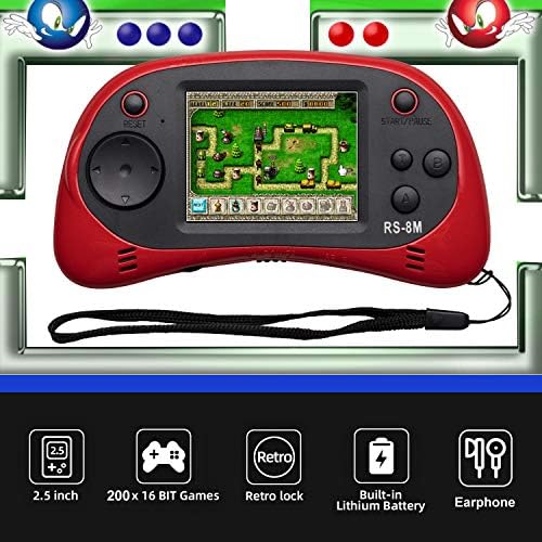 Kids Handheld Portable Video Game Player with 200 Games - 16 Bit 2.5 Inch Screen Mini Retro Electronic Machine for Boys Girls