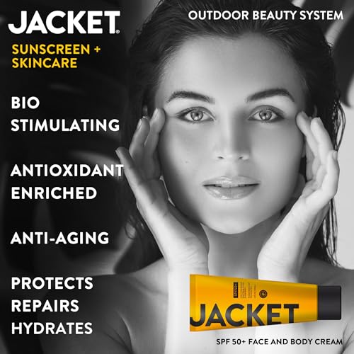 JACKET Sunscreen SPF 50+ | Mineral Sunscreen with Vitamin C | Water Resistant 80 Min, Natural