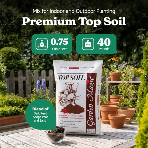 Michigan Peat Garden Magic Organic Potting Topsoil Mix, 40 lb, White | Moisture Retaining Organic Blend for Indoor and Outdoor Planting, Potting, Gardening, and Landscaping