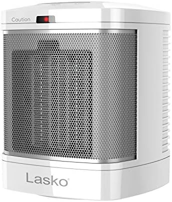 Lasko Electric Ceramic Space Heater for Bathroom - 8” - CD08200 - White | ALCI Safety Plug, Portable, 2 Heat Settings, Simple Heat Button, Overheat Protection, Cool Touch Housing, 1500W