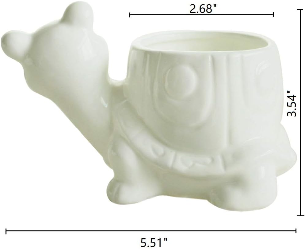 GeLive White Cow Succulent Pot, Small Ceramic Animal Planter with Drainage Hole & Saucer for Cactus, Mini Air Plants, Pencil Holder Brush Organizer, Indoor Home Office Desk Decor, Funny Gift