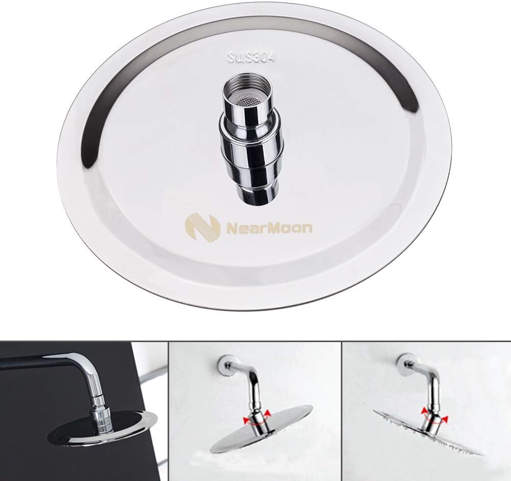 NearMoon Rain Shower Head, Ultra-Thin Design-Pressure Boosting, Awesome Some Experience, High Flow Stainless Steel Rainfall Head (10 Inch