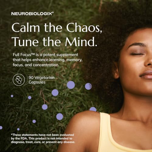 Neurobiologix Full Focus, Brain & Mood Support Supplement, 90 Capsules | Memory & Cognitive Function, Green Coffee Bean, Bacopa & SAM-E