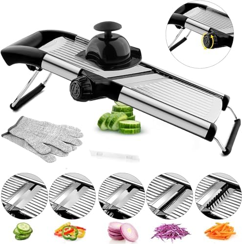 VEKAYA Mandoline Slicer, Mandoline Slicer for Kitchen, Adjustable Mandolin, Stainless Steel Mandoline, Vegetable Slicer, Potato, Onion, Cucumber