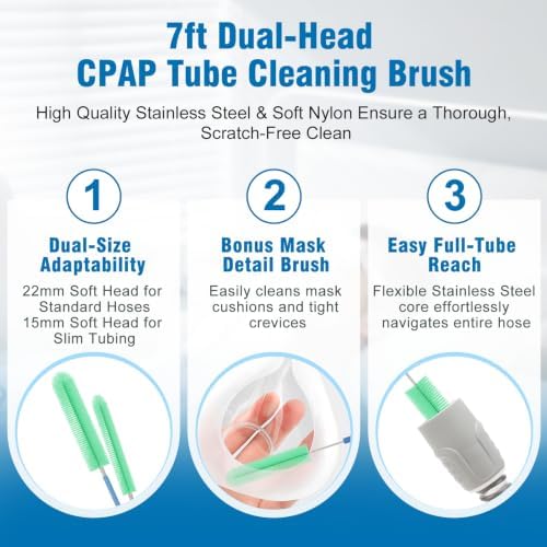 9 Pack CPAP Cleaning Kit for Hose & Mask, with Speed Control Hose Dryer, Collapsible Wash Basin & Hose Hanger, 7ft Cleaning Brush, CPAP Cleaning Supplies with Storage Bag, for 22mm & 15mm Tube