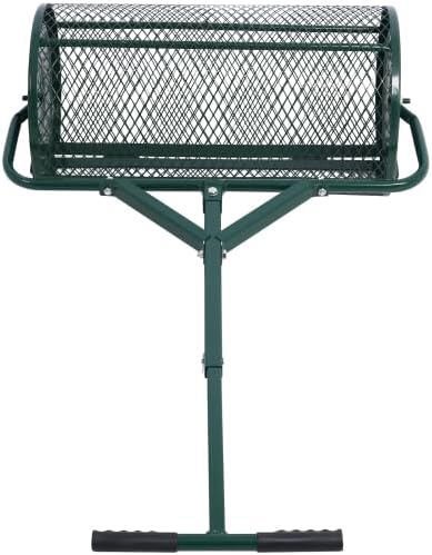 Peat Moss Spreader 24inch,Compost Spreader Metal Mesh,T Shaped Handle for Planting Seeding,Lawn and Garden Care Manure Spreaders Roller