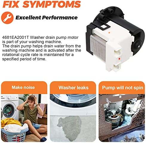 4681EA2001T Washer Drain Pump OEM Motor Replace for Kenmore & LG Washing Machine Replacement AP5328388 4681EA1007G 4681EA1007D Fit for Drain Pump