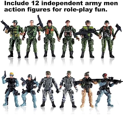 Mr.River US Army Men and SWAT Team Toy Soldiers Action Figures with Military Weapons Accessories for Kids Boys Girls,12Pcs