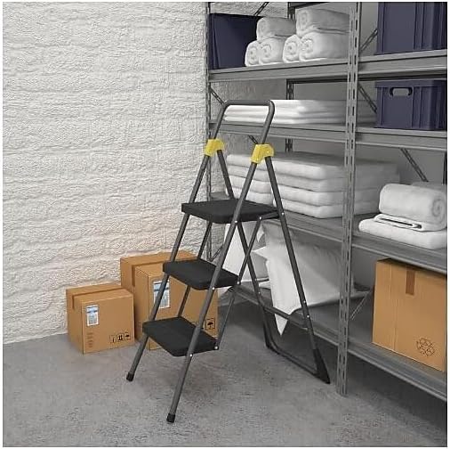 Cosco 11839GGO Commercial 3-Step Folding Stool, 300lb Cap, 20 1/2w x 32 5/8d x 52 1/8h, Gray