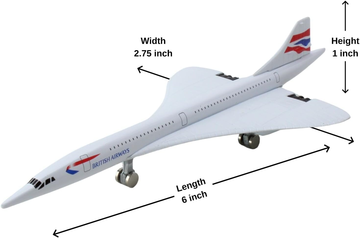 Daron British Airways Concorde Single Plane Toy , White Small