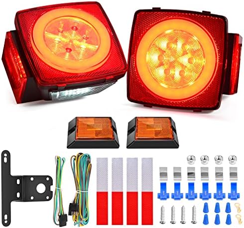Nilight Square Submersible LED Trailer Light Kit,IP68 Waterproof 2PCS