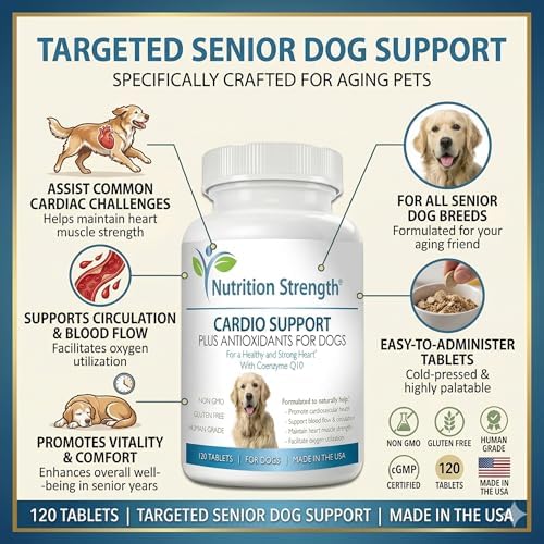 Cardio Support for Dogs Plus Antioxidant, L-Carnitine, L-Taurine, with Coenzyme Q10 and Vitamin E, Promotes a Healthy and Strong Dog Heart