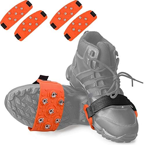 FANBX F Crampon Traction Cleats Anti-Skid Traction Grips Crampons Spikes 7 Point Cleats for Footwear for Walking, Jogging, Hiking, Mountaineering Ice Snow Grips