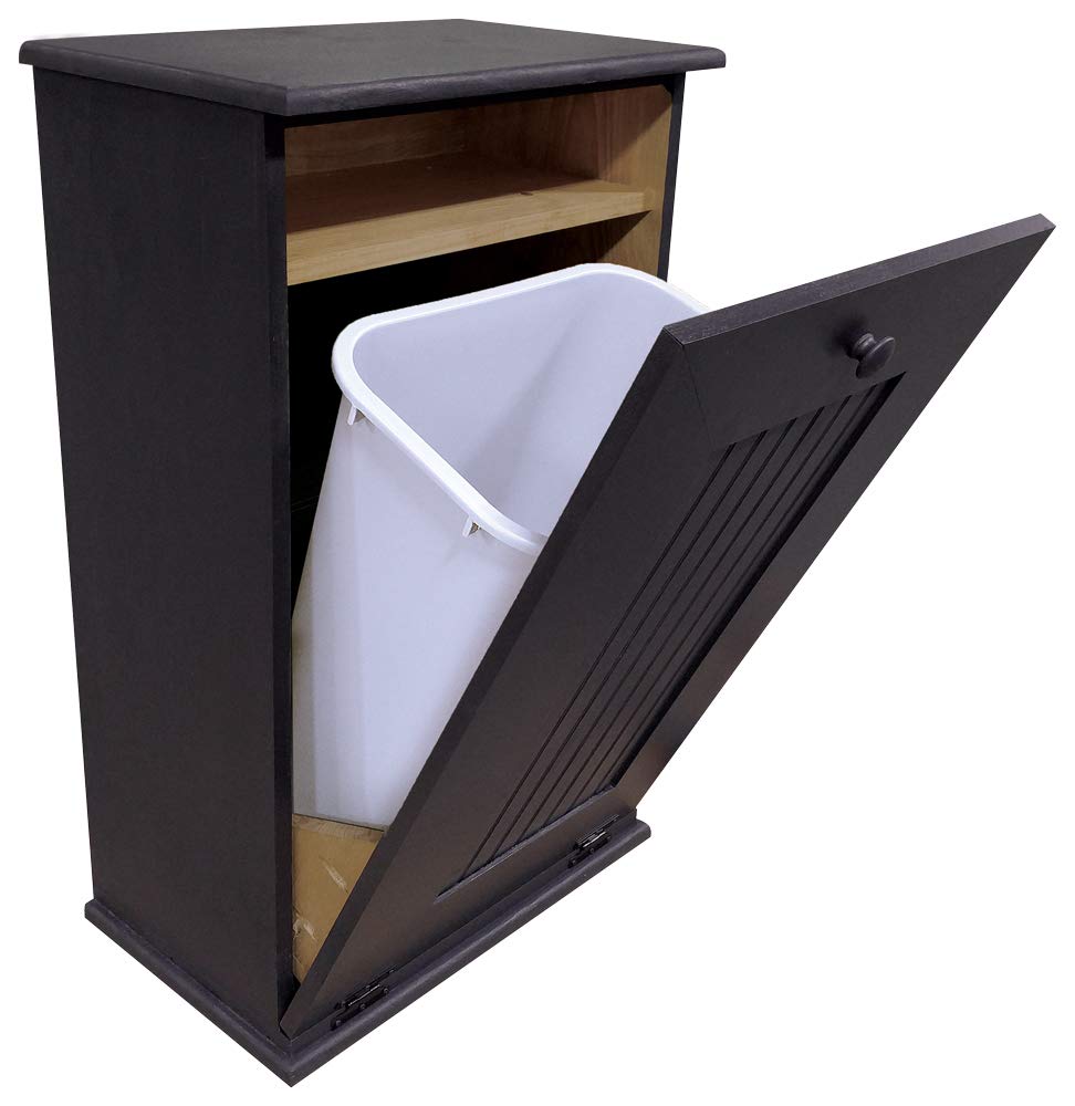 Sawdust City Tilt-Out Wooden Trash Bin Holder (Old - Black)