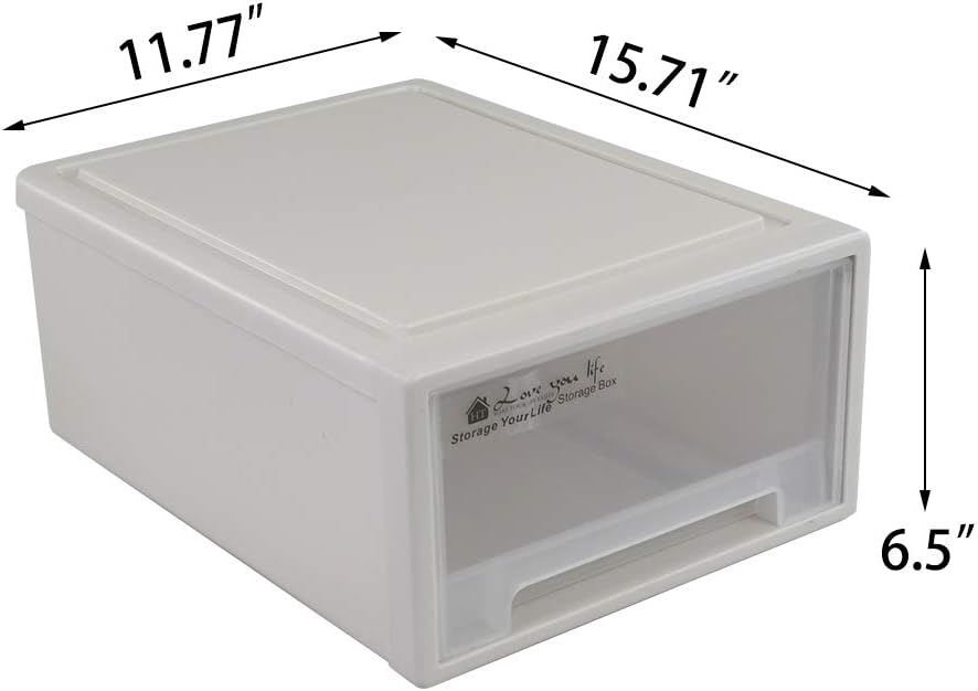 12 Quart Plastic Stacking Storage Drawer Unit Front Box, 1 Pack
