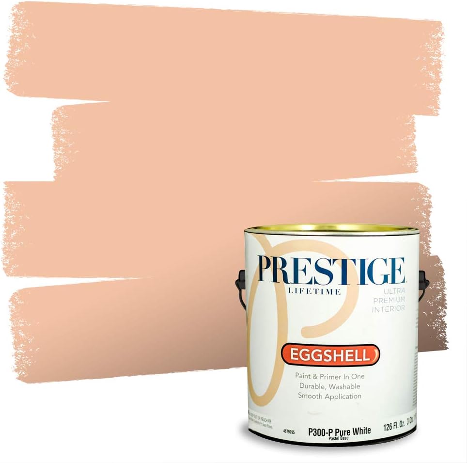 PRESTIGE Paints Exterior Paint and Primer In One, 1-Gallon, Semi-Gloss, Comparable Match of Sherwin Williams* Captivating Cream*