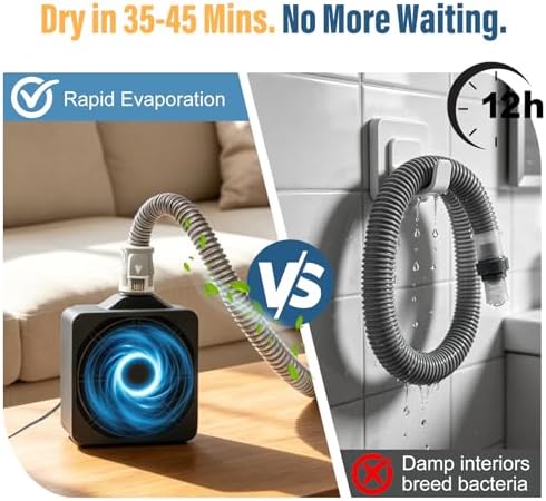 9 Pack CPAP Cleaning Kit for Hose & Mask, with Speed Control Hose Dryer, Collapsible Wash Basin & Hose Hanger, 7ft Cleaning Brush, CPAP Cleaning Supplies with Storage Bag, for 22mm & 15mm Tube