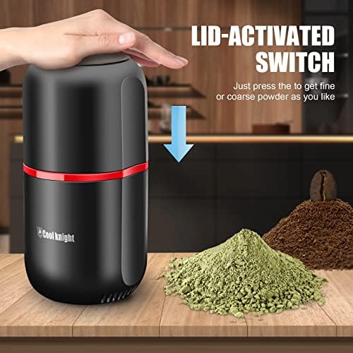 COOL KNIGHT Herb Grinder [large capacity/fast/Electric ]-Spice Herb Coffee Grinder with Pollen Catcher/- 7.5" (Black)